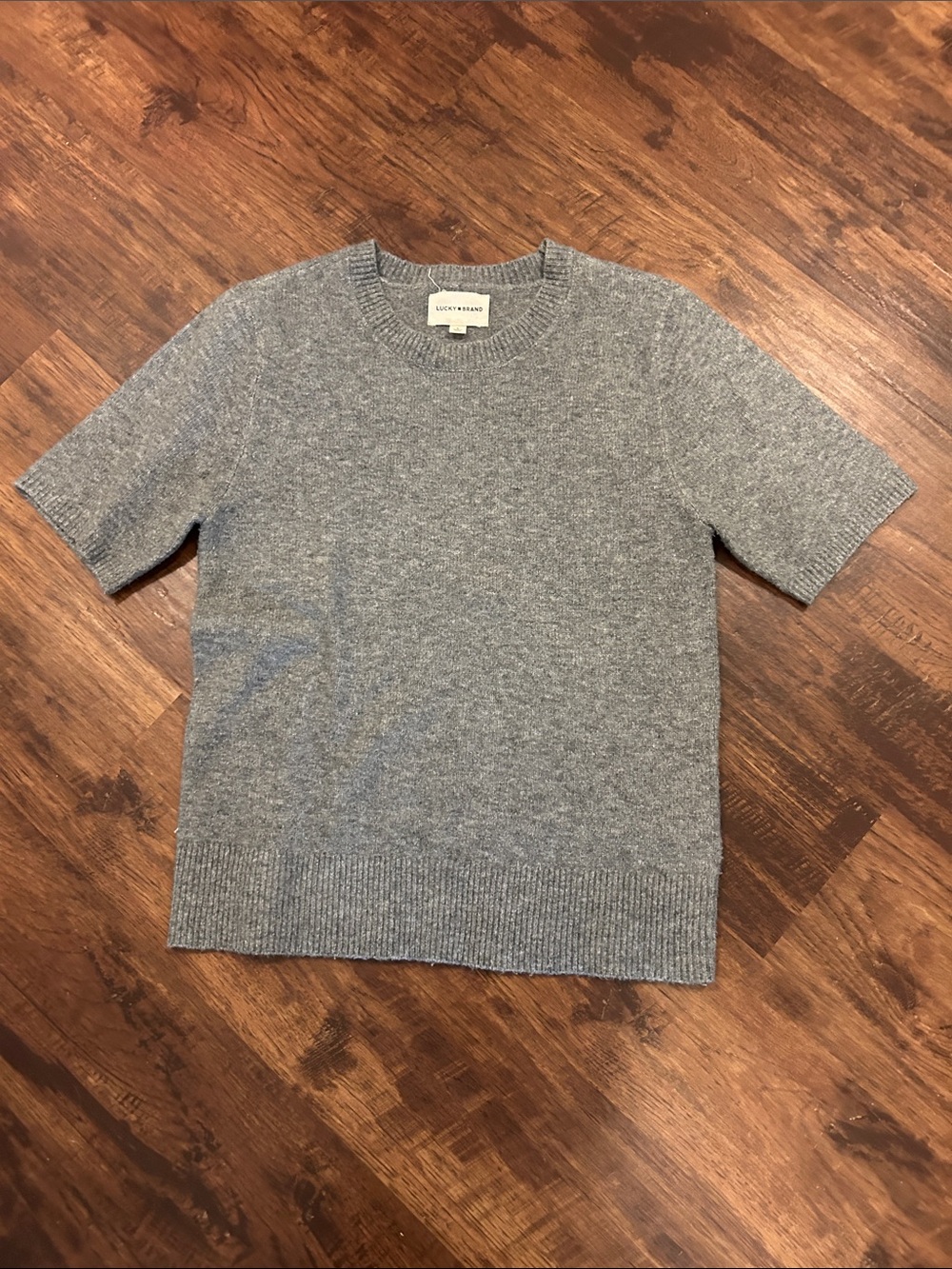 Lucky Brand Heather Gray Short Sleeve Knit Sweater - Women’s Size L